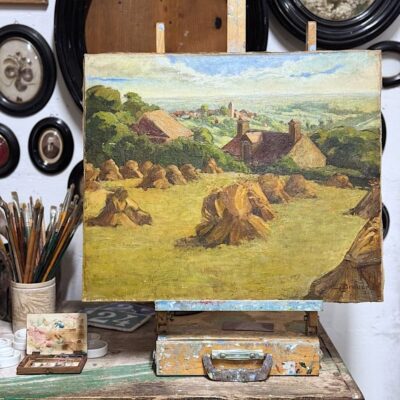 Huile sur toile la fenaison